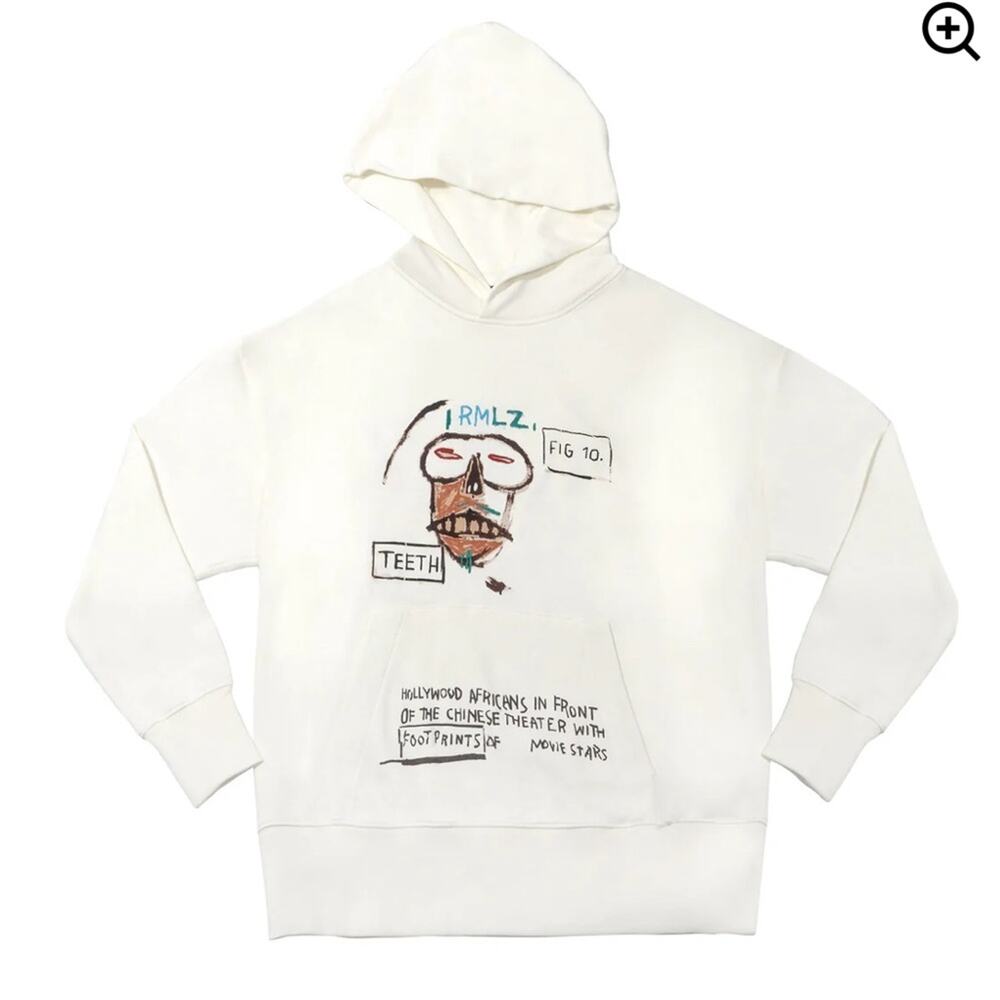 Jean Michel Basquiat Rome Pays Off Cream Hoodie Size Large